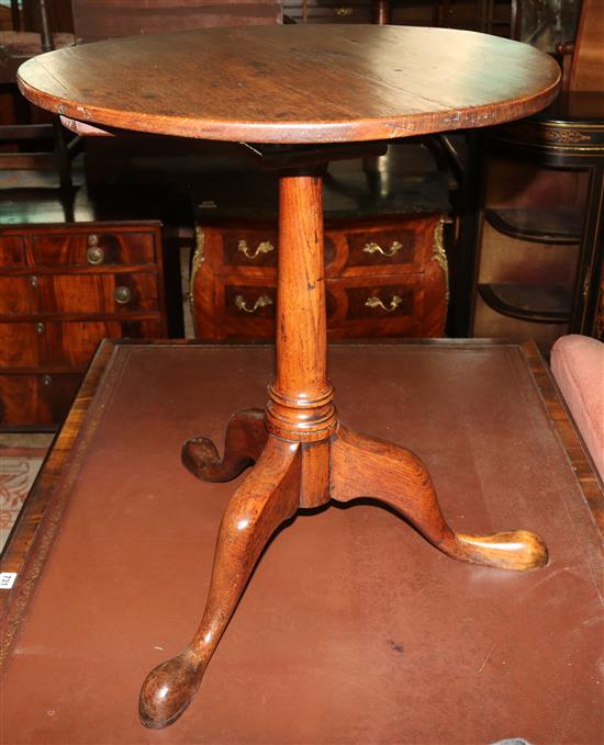 18thC circular oak birdcage movement table